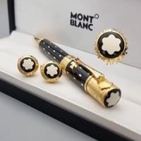 طقم قلم مونت بلانك أسود + كبك متناسق