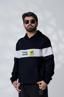 هودي نادي الإتحاد اسود بشريط أبيض وشعار النادي