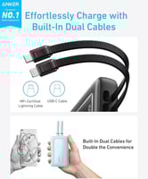 باور بانك 20000 ابيض مع كيبلين من ANKER