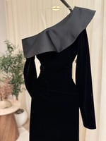 فستان سهرة اسود شمواه طويل