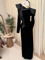 فستان سهرة اسود شمواه طويل