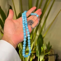 سبحة بكلايت سماوي مخلوط مع طربزونه فضه