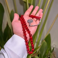 سبحة بكلايت احمر مع طربزونه فضه