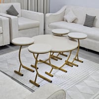 طقم طاوله تقديم حديد سطح خشب