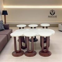طقم طاولات بديل رخام 7قطع قاعده خشب