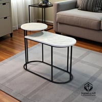 طاولة جانبيه / خدمه خشب شكل رخامي