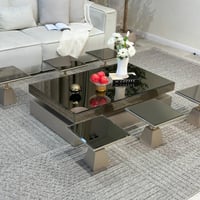 طقم طاولات سطح مرايه مع 6 خدمه