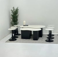 طقم طاولات 8 قطع سطح بديل رخام قاعده خشب