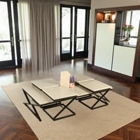 طقم ارضي حديد سطح خشب بيج 1+4