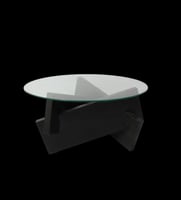 طاولة قهوة بسطح زجاج دائري