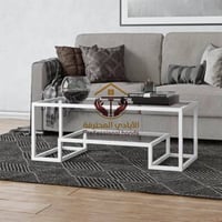 طاوله حديد مستطيله سطح زجاج