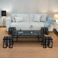 طقم طاولات ضيافة ارضي زجاج اسود