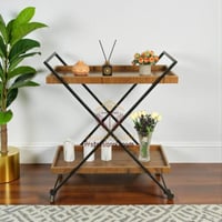 عربة تقديم شكل اكس خشب شبيه بالرخام دورين