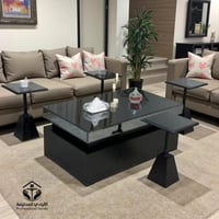 طقم طاولة ضيافة مع 4 خدمة لون اسود موديل عصري