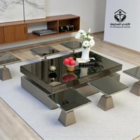 طقم طاولات سطح مرايه مع 6 خدمه