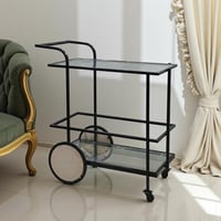 عربية تقديم ضيافة – تصميم معدني أنيق برفين زجاجيين...