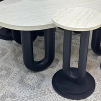 طقم طاولات بديل رخام 7قطع قاعده خشب اسود