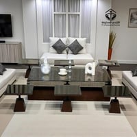 طقم طاولات ارضي طح مرايا مع 6 خدمه