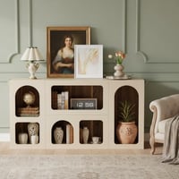 كونسول مدخل خشبي أبيض - تصميم فني عصري متعدد الفتح...