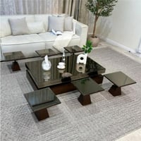 طقم طاولات ارضي طح مرايا مع 6 خدمه