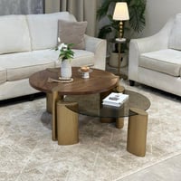 طقم طاولات ضيافة مع 4 خدمه زجاج