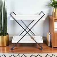 عربة تقديم شكل اكس خشب شبيه بالرخام دورين