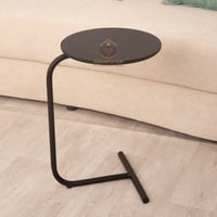 طاولة خدمة أسود السطح خشب والقاعدة حديد