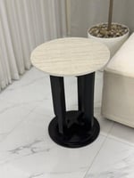 طاوله خدمه مفرد خشب اسود بسطح بديل رخام