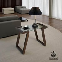 طاولة خدمة خشب سطح زجاج شفاف