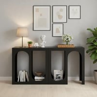 كونسول مدخل خشبي أسود - تصميم فني عصري بقطعتين