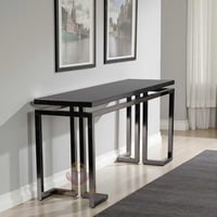 مدخل كونسول حديد أسود بسطح خشب بديل رخام – تصميم ف...