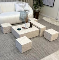 طقم طاولات ارضي بديل رخام مع 4خدمة