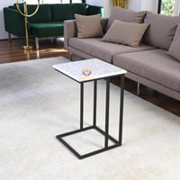 طاولة خدمة أنيقة ديكور قواعد حديد لون أسود وسطح خش...