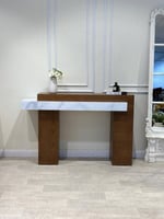 كونسول مدخل خشب سنديان مع سطح بديل رخام أبيض | فخا...