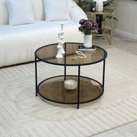 طاوله ضيافة دورين لون اسود زجاج بني