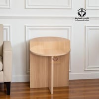 طاولة جانبية خشب شبيه الترافينتينو لون بيج