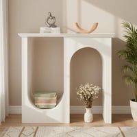 مدخل كونسول خشب أبيض بتصميم هندسي – لمسة فنية معاص...