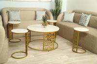 طقم طاوله حديد ليزر سطح خشب شكل ماركه