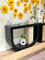 طاولة مدخل كونسول خشب أسود مدمج ببكس طويل بديل رخا...