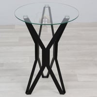 طاولة خدمة سطح دائري زجاج شفاف وقاعدة حديد لون أسو...