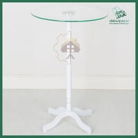 طاولة خدمة السطح زجاج شفاف والقاعدة حديد لون ابيض