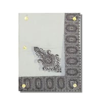 شال كشميري شتوي بتطريز رمادي داكن