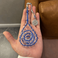 سبحة بكلايت شفافة خيط ازرق