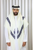 شال كشميري شتوي مطرز ازرق داكن