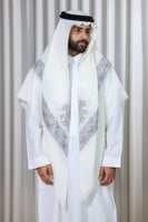 شال كشميري مطرز سماوي و بني