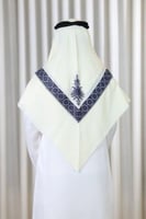 شال كشميري عاجي بتطريز أزرق داكن