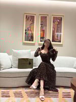 فستان بني راقي باكمام منفصله