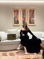 فستان كحلي كم طويل