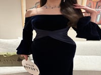 فستان كحلي كم طويل