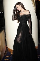 فستان سهرة أسود دانتل ملكي فاخر